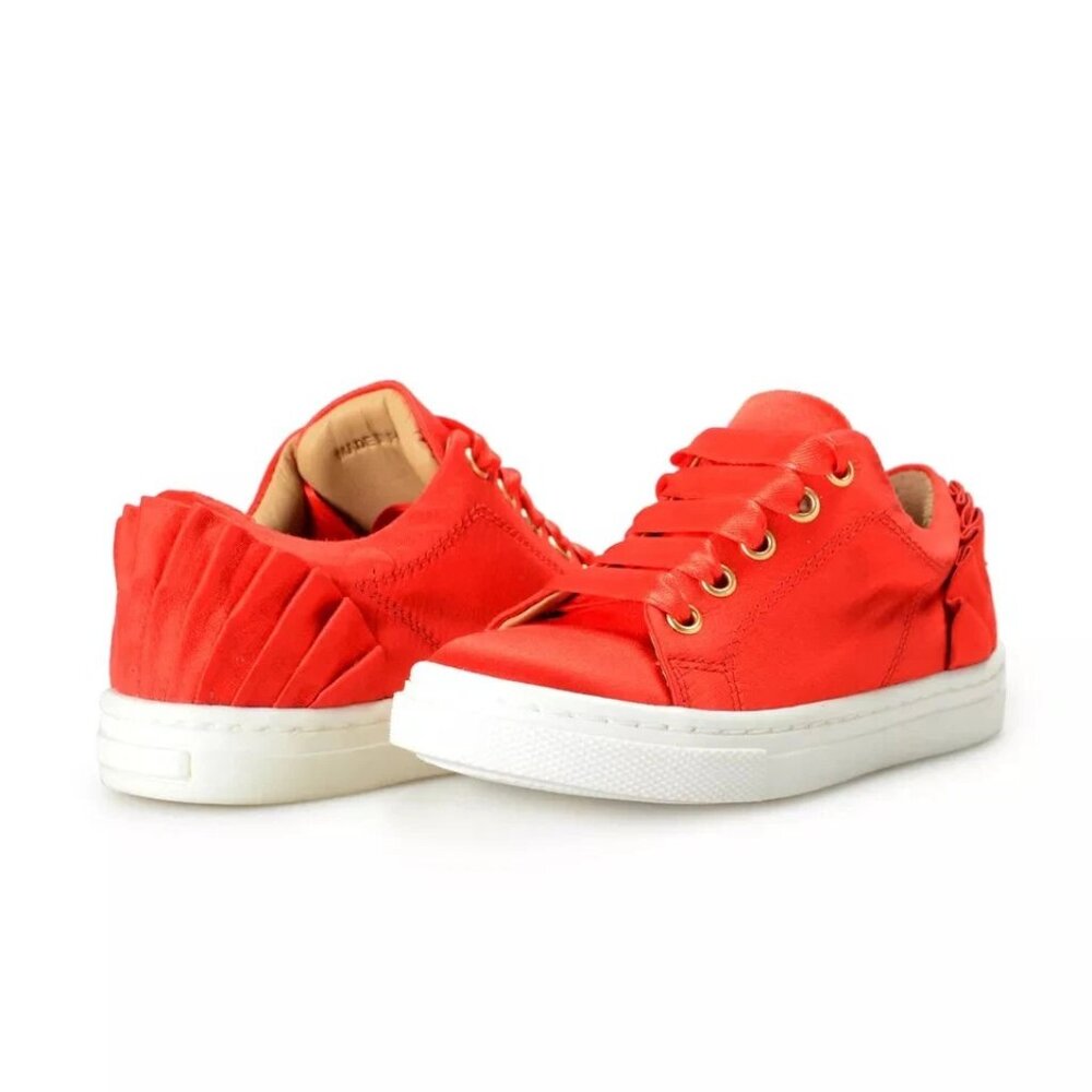 Sneakers Charlotte Olympia Girls True Red Satin Leather Fashion Shoes